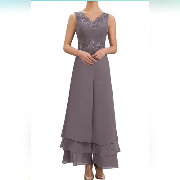 Mother of The Bride Pants Suits for Wedding Chiffon Formal Gown - Picture 2 of 8